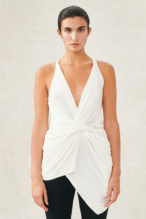 Jersey Twisted Top Ivory XS S M L